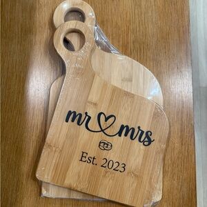 Bamboo Cutting Board Set with Mr & Mrs Design EST. 2023